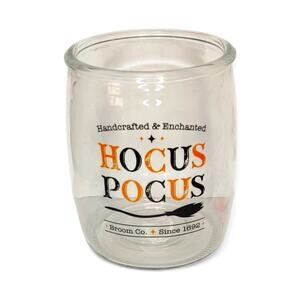 Hocus Pocus Broom Company Clear Glass Halloween Candy Jar Canister‎